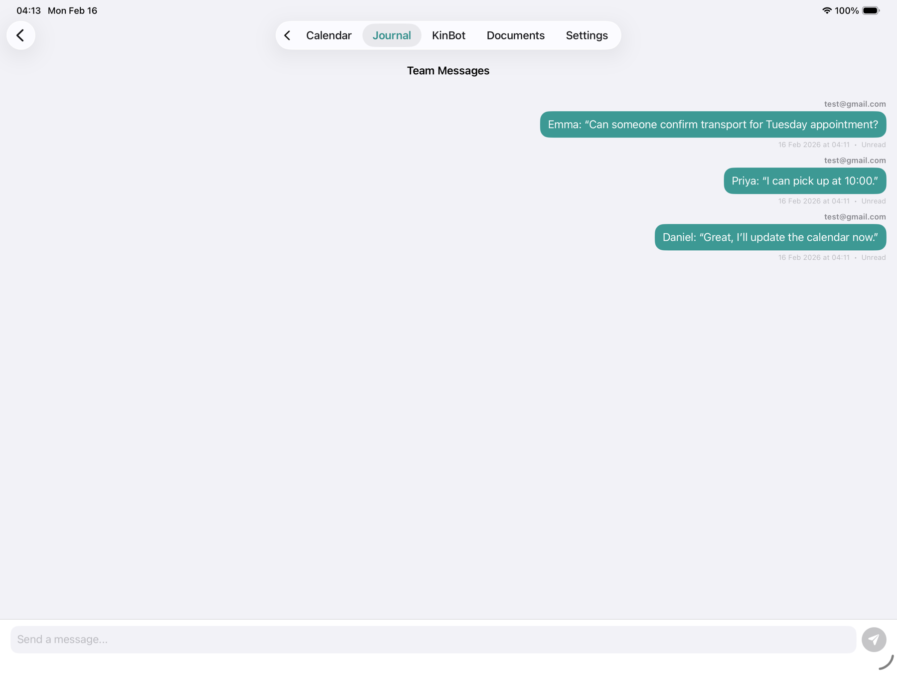 Care team collaboration device mock