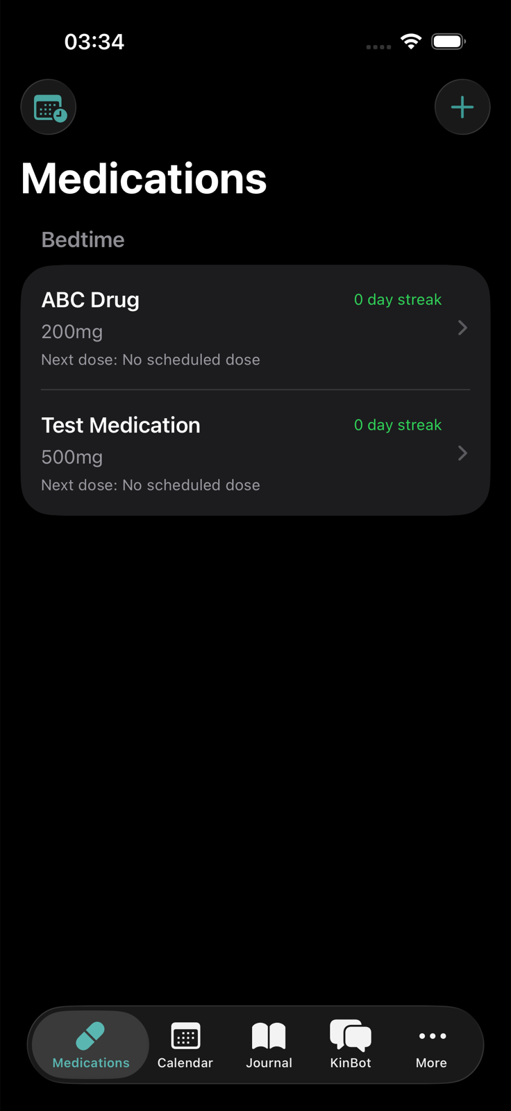 KinBridge medication dashboard mock screen